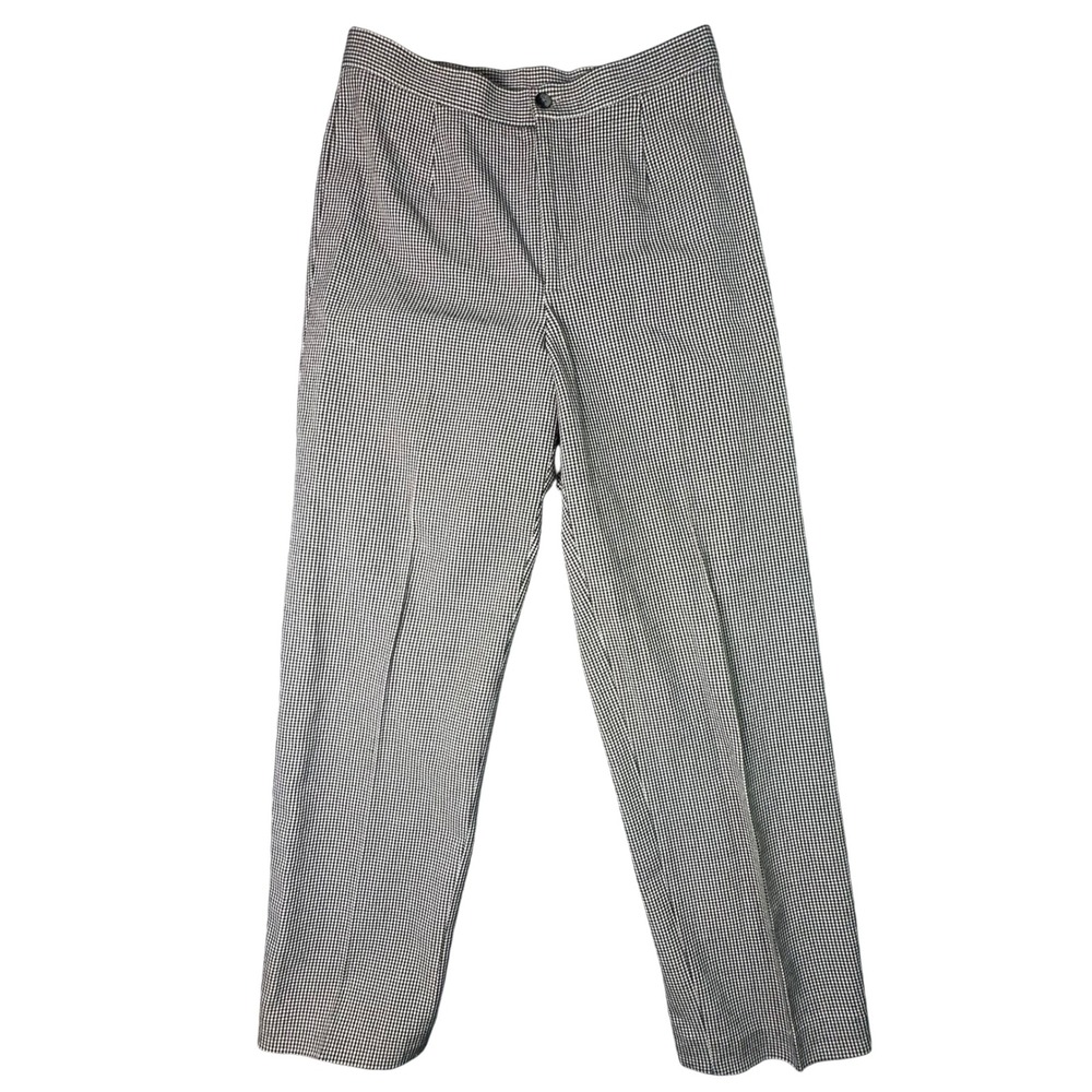 Rafaella Petites Houndstooth Trousers High Rise Plaid Career Pants 8P Black